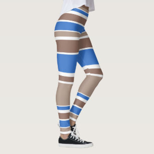 Brown and blue stripes leggings