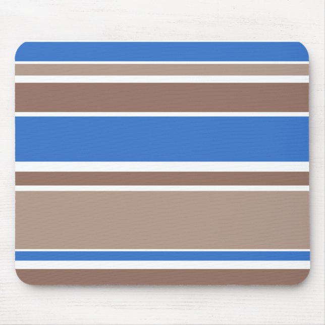 Brown and blue stripes mouse mat (Front)
