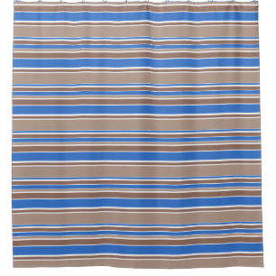 Brown and blue stripes shower curtain