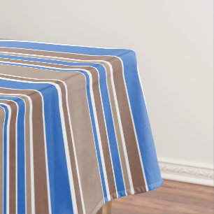 Brown and blue stripes tablecloth