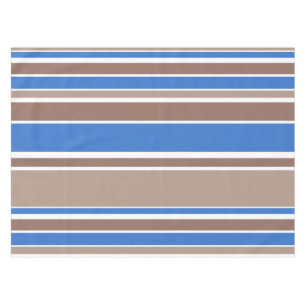 Brown and blue stripes tablecloth