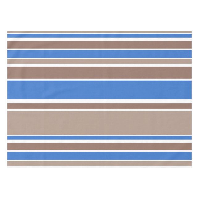 Brown and blue stripes tablecloth (Front (Horizontal))