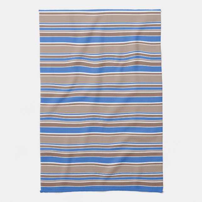 Brown and blue stripes tea towel (Vertical)