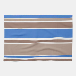 Brown and blue stripes tea towel
