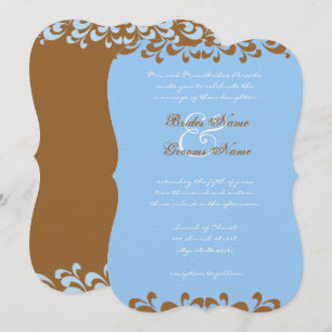 Brown and Blue Swirls Wedding Invitation