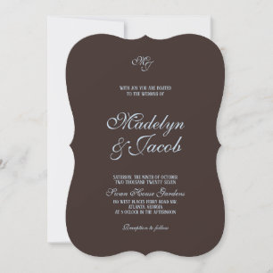 Brown and Blue Wedding invitations