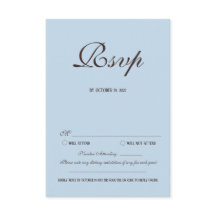 Brown and Blue Wedding RSVP Card