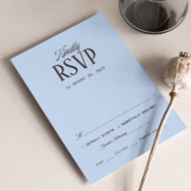 Brown and Blue Wedding RSVP Card 