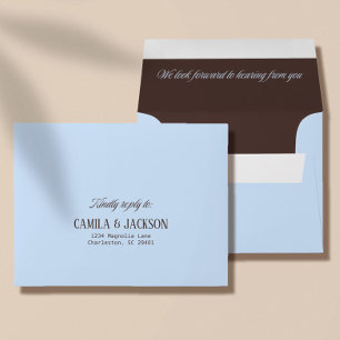 Brown and Blue Wedding RSVP Card Envelope