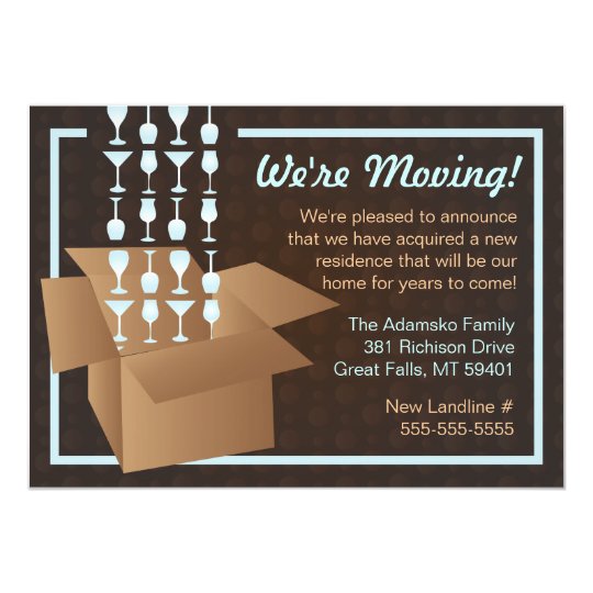 Brown and Blue We're Moving Packing Announcement
