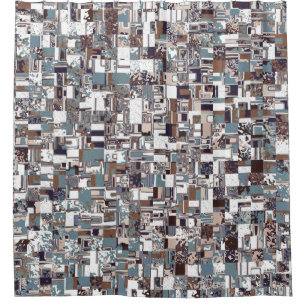 Brown And Blues Pattern Shower Curtain