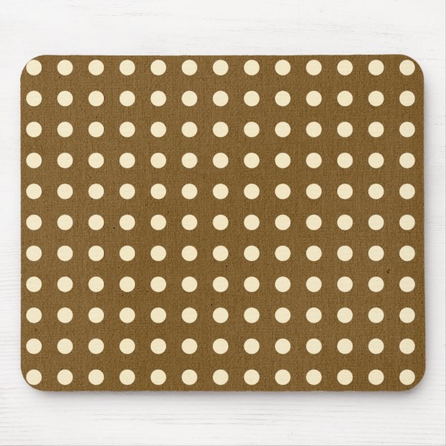 Brown and Blush Pink Polka Dot Pattern Mouse Pad (Front)
