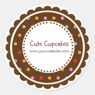 Brown and Colourful Polka Dots Classic Round Sticker