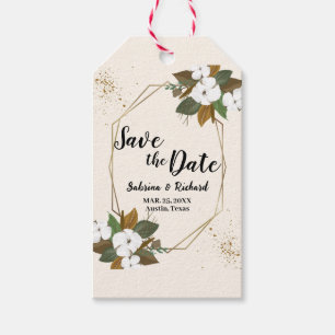 Brown And Cream Floral Wedding Save The Date Gift Tags