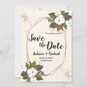 Brown And Cream Floral Wedding Save The Date Invitation