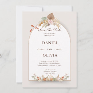 Brown And Cream Flower Watercolor  Invitation