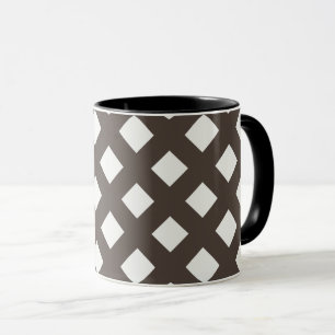 Brown and Cream Gingham Pattern Mug