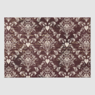Brown and Cream Gothic Damask pattern Tissue Paper