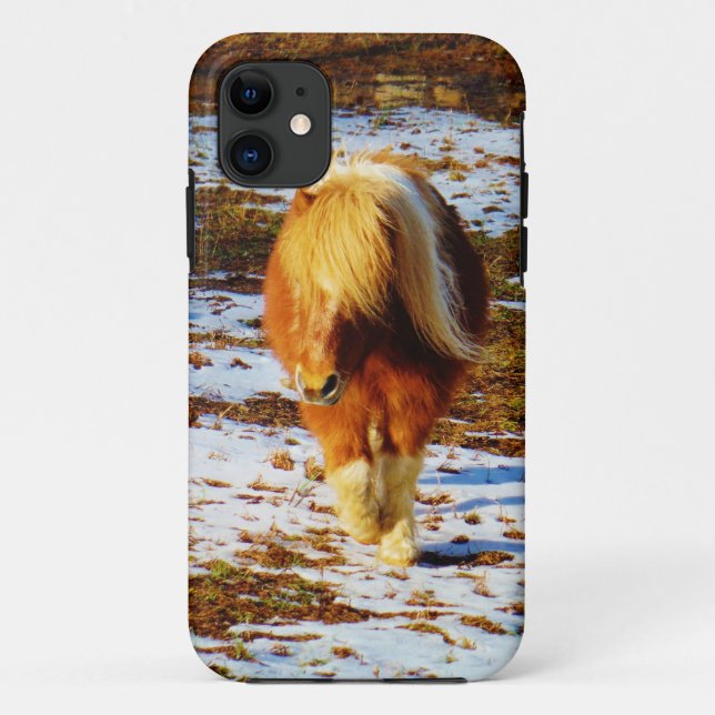Brown and cream miniature horse in the snow. Case-Mate iPhone case (Back)