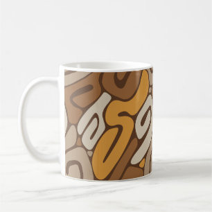 Brown and Cream Neutral Spiral Scroll Pattern Coffee Mug
