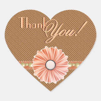 Brown and Cream Polka Dot THANK YOU! Stickers