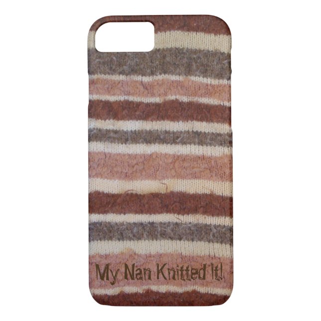 brown and cream retro knitted stripes fun Case-Mate iPhone case (Back)