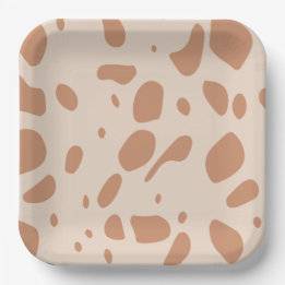 Brown and cream spotted  paper plate