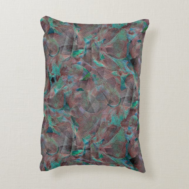 Brown and cyanish spots on unfinished wall plaster decorative cushion (Back(Vertical))