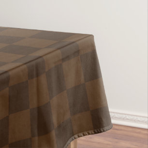 Brown and Dark Brown Check Timeless Warm Vintage Tablecloth
