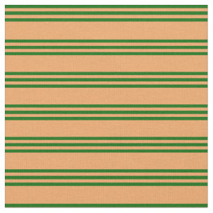 Brown and Dark Green Lined Pattern Fabric