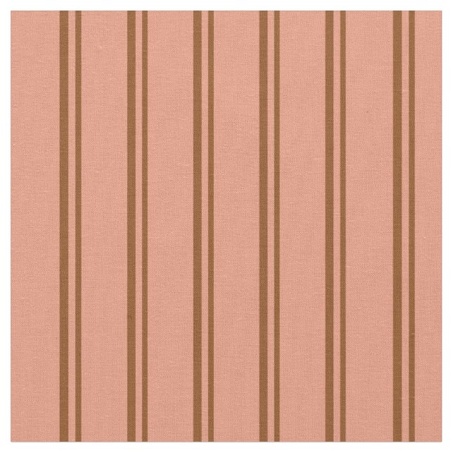 Brown and Dark Salmon Coloured Pattern of Stripes Fabric (Close Up)