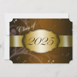 Brown and Gold 2025 Graduation Invitation