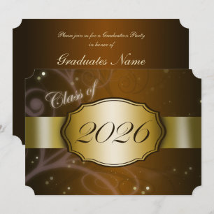 Brown and Gold 2026 Graduation Party Invitation