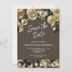 Brown and Gold 70th Birthday Invitation