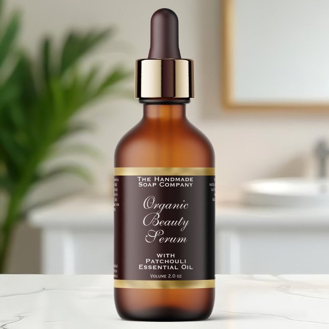 Brown and Gold Cosmetics Dropper Bottle Label (Creator Uploaded)