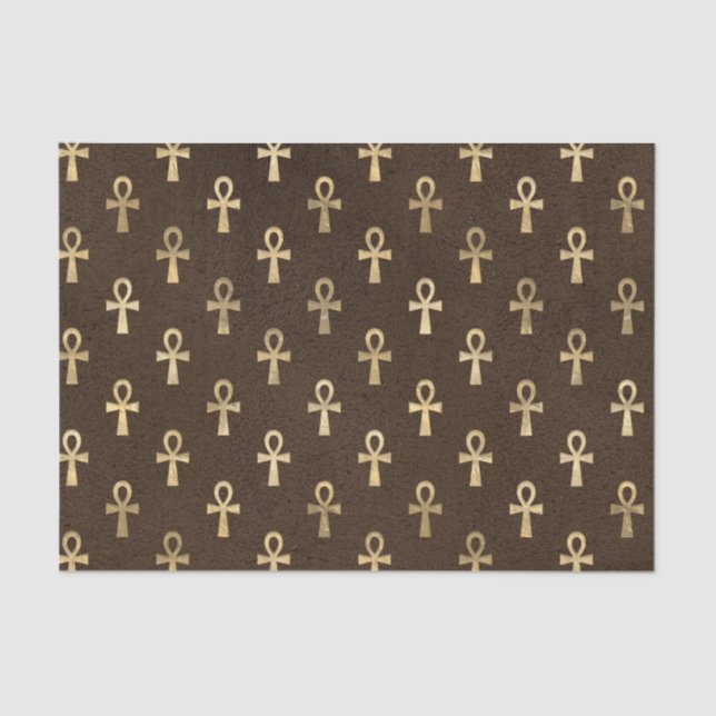 Brown and Gold Egyptian Symbol  Tissue Paper (Front)
