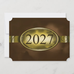 Brown and Gold Floral Button 2027 Card