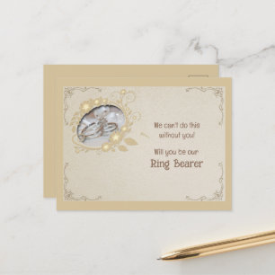 Brown and Gold Floral Ring Bearer Invitation
