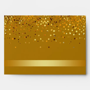 Brown and Gold Foil Faux Glitter Metal  Wedding Envelope