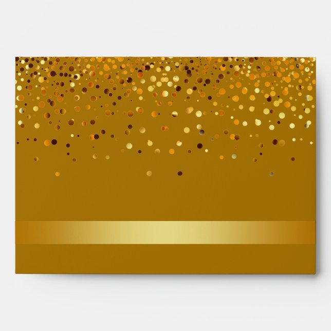 Brown and Gold Foil Faux Glitter Metal  Wedding Envelope (Front)