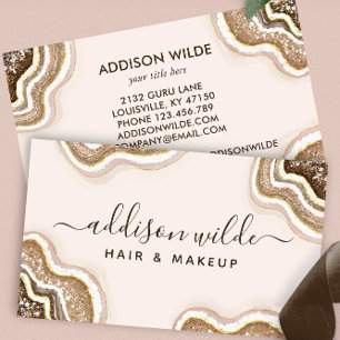 Brown And Gold Glitter Agate Geode Business Card