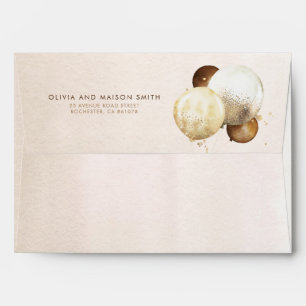 Brown and Gold Glitter Balloons Envelope