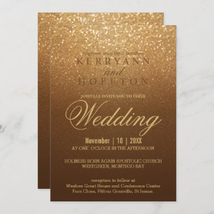 Brown and Gold Glitter Invitation