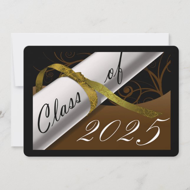 Brown and Gold Graduation Announcement (Front)