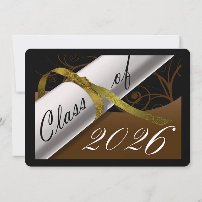Brown and Gold Graduation Announcement (Front)
