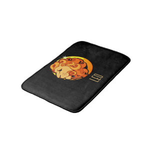 Brown and gold Leo zodiac sign black Bath Mat