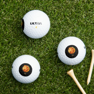 Brown and gold Leo zodiac sign black Golf Balls