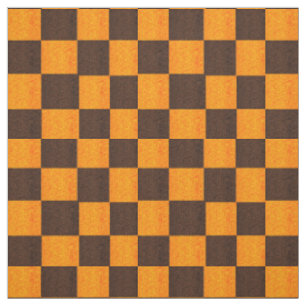 Brown And Gold Mosaic Checks Pattern, Fabric