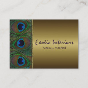 Brown and Gold Peacock Feathers Business Card