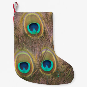 Brown and Gold Peacock Small Christmas Stocking